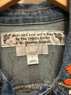 Vintage Denim Women's Jacket Texas Longhorn Designed By Two Tequila Sisters