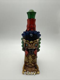 Vintage HUAJUAPAN Tequila Bottle Handmade Mexican Folk Art