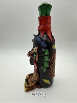 Vintage HUAJUAPAN Tequila Bottle Handmade Mexican Folk Art