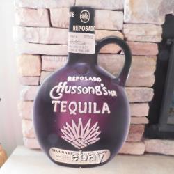 Vintage Hussong's Tequila Tin Advertising Sign / Bottle Shape / Rare