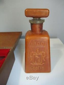 Vintage Jose Cuervo Leather Tequila Bottle & Box 1800 Collectible