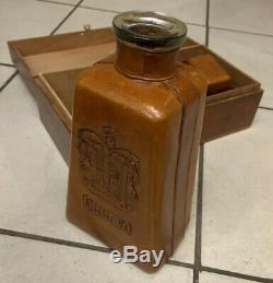 Vintage Jose Cuervo Leather Tequila Bottle & Box 1800 Collectible Super Rare