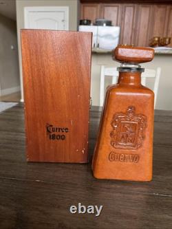 Vintage Leather Wrapped Jose Cuervo Bottle In Wooden Box Heublin Spirits Group