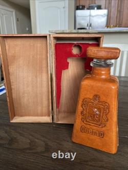 Vintage Leather Wrapped Jose Cuervo Bottle In Wooden Box Heublin Spirits Group
