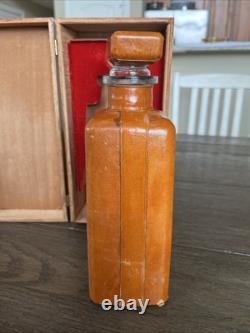 Vintage Leather Wrapped Jose Cuervo Bottle In Wooden Box Heublin Spirits Group