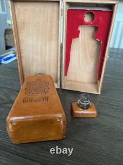 Vintage Leather Wrapped Jose Cuervo Bottle In Wooden Box Heublin Spirits Group