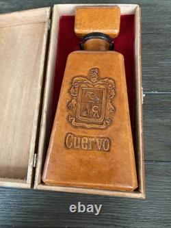 Vintage Leather Wrapped Jose Cuervo Bottle In Wooden Box Heublin Spirits Group