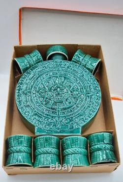 Vintage MCM Aztec Calendar, Tequila Decanter Set, New Old Stock, In Orig. Box