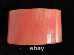 Vintage Pink Marble Tequila Sunrise Bakelite Cuff chunky wide but small TESTED