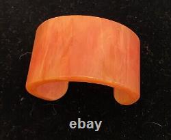 Vintage Pink Marble Tequila Sunrise Bakelite Cuff chunky wide but small TESTED
