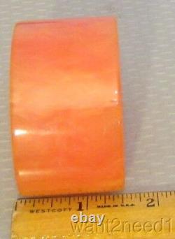Vintage Pink Marble Tequila Sunrise Bakelite Cuff chunky wide but small TESTED
