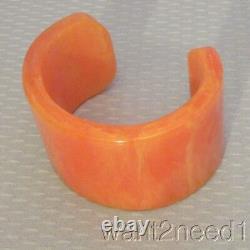 Vintage Pink Marble Tequila Sunrise Bakelite Cuff chunky wide but small TESTED