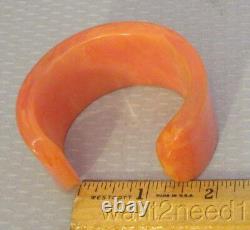 Vintage Pink Marble Tequila Sunrise Bakelite Cuff chunky wide but small TESTED