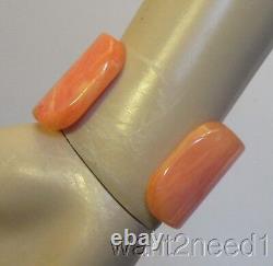 Vintage Pink Marble Tequila Sunrise Bakelite Cuff chunky wide but small TESTED