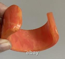 Vintage Pink Marble Tequila Sunrise Bakelite Cuff chunky wide but small TESTED