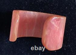 Vintage Pink Marble Tequila Sunrise Bakelite Cuff chunky wide but small TESTED