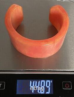 Vintage Pink Marble Tequila Sunrise Bakelite Cuff chunky wide but small TESTED