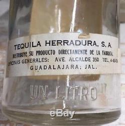 Vintage Pre 1970 Herradura Mezcal Supremo Tequila Liquor Bottle Horseshoe1000 ml