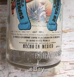 Vintage Pre 1970 Herradura Mezcal Supremo Tequila Liquor Bottle Horseshoe1000 ml