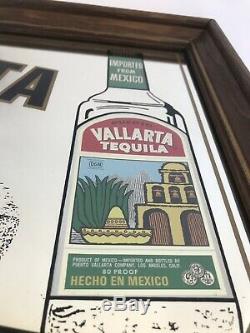 Vintage Puerto Vallarta Tequila Man Cave Bar Art Framed Mirror