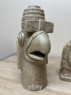 Vintage Rare Jorongo Tequila Empty DECANTERS Mayan Gods, Calendar, Seated Player