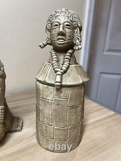Vintage Rare Jorongo Tequila Empty DECANTERS Mayan Gods, Calendar, Seated Player