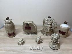 Vintage Rare Jorongo Tequila Empty DECANTERS Mayan Gods, Calendar, Seated Player