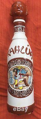 Vintage Rare KAHLUA Decanter Mexico Aztec Mayan Tequila Liquor Bottle Set Of 4