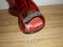 Vintage Red Glass Tequila Reposado Prohibition Tommy Guns Liquor Bottle Empty