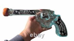 Vintage Reserva Especial Tequila Gun Bottle Shot Glasses Wood Treasure Chest Set