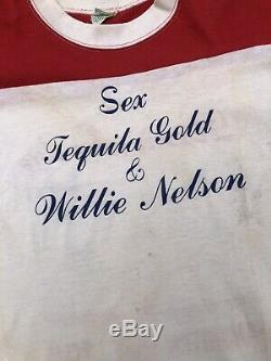 Vintage Sex Tequila Gold & Willie Nelson T Shirt vtg tee USA music band bar
