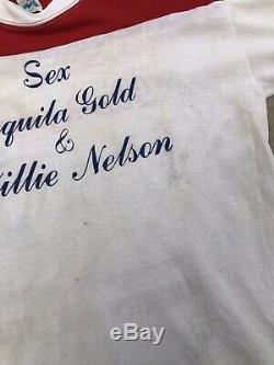 Vintage Sex Tequila Gold & Willie Nelson T Shirt vtg tee USA music band bar