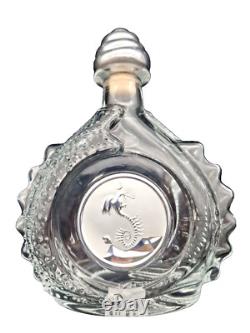 Vintage TEQUILA LEY. 925 EMPTY Art Crystal Bottle Pewter Dragon Metal Stopper