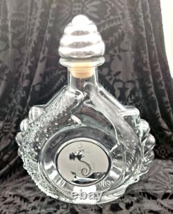 Vintage TEQUILA LEY. 925 EMPTY Art Crystal Bottle Pewter Dragon Metal Stopper