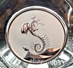 Vintage TEQUILA LEY. 925 EMPTY Art Crystal Bottle Pewter Dragon Metal Stopper