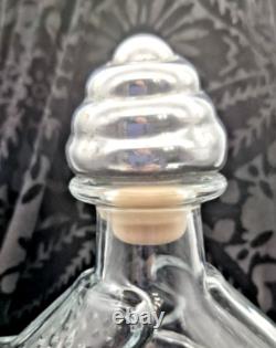 Vintage TEQUILA LEY. 925 EMPTY Art Crystal Bottle Pewter Dragon Metal Stopper