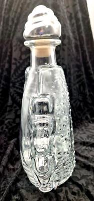 Vintage TEQUILA LEY. 925 EMPTY Art Crystal Bottle Pewter Dragon Metal Stopper