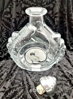 Vintage TEQUILA LEY. 925 EMPTY Art Crystal Bottle Pewter Dragon Metal Stopper