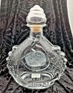 Vintage TEQUILA LEY. 925 EMPTY Art Crystal Bottle Pewter Dragon Metal Stopper