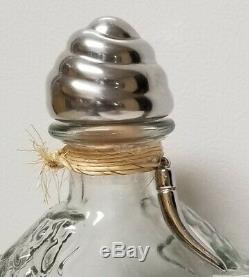 Vintage TEQUILA LEY. 925 Empty Bottle Dragon Design Silver Colored Metal Stopper