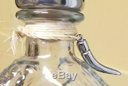 Vintage TEQUILA LEY. 925 Empty Bottle Dragon Design Silver Colored Metal Stopper