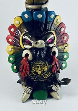 Vintage Teotihuacan Tequila Bottle Shot Glass Sculpted Art Aztec Mayan Tiki Mug