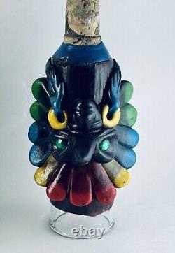Vintage Teotihuacan Tequila Bottle Shot Glass Sculpted Art Aztec Mayan Tiki Mug