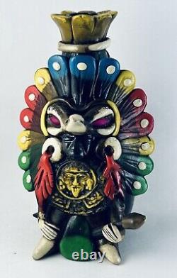 Vintage Teotihuacan Tequila Bottle Shot Glass Sculpted Art Aztec Mayan Tiki Mug