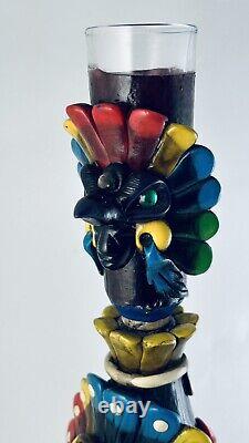 Vintage Teotihuacan Tequila Bottle Shot Glass Sculpted Art Aztec Mayan Tiki Mug