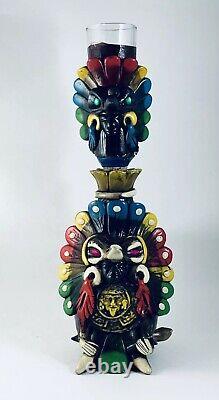 Vintage Teotihuacan Tequila Bottle Shot Glass Sculpted Art Aztec Mayan Tiki Mug