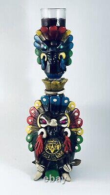 Vintage Teotihuacan Tequila Bottle Shot Glass Sculpted Art Aztec Mayan Tiki Mug