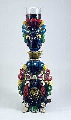Vintage Teotihuacan Tequila Bottle Shot Glass Sculpted Art Aztec Mayan Tiki Mug
