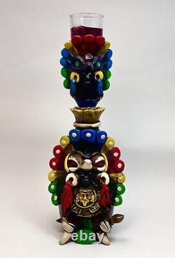 Vintage Teotihuacan Tequila Bottle Shot Glass Sculpted Art Aztec Mayan Tiki Mug