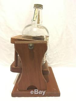 Vintage Tequila Cazadores 1/2 Gallon Bottle with Vintage Wooden Stand Dispenser